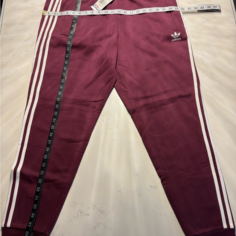 adidas Burgundy Sweatpants with White Stripes